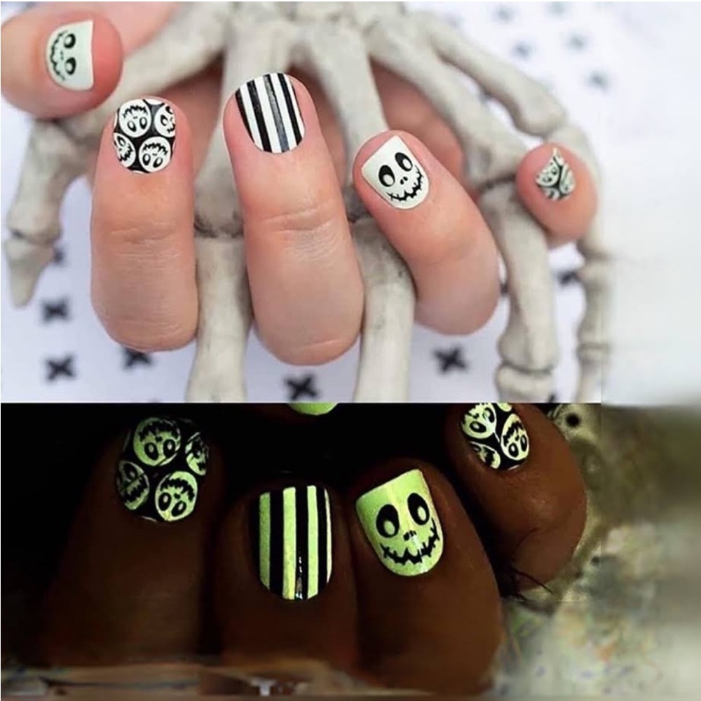 *Retired* Color Street: Boo Crew | Halloween Glow in the Dark Stripes Skull - Picture 2 of 12